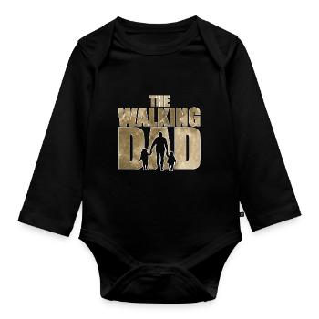 The Walking Dad Father's Day Gift - Organic Longsleeve Baby Bodysuit - black - Front