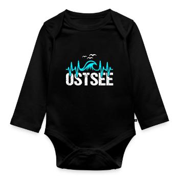Ostsee Herzschlag Küste Meer Liebe - Baby Bio-Langarm-Body - Schwarz - Vorne
