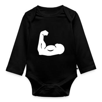 Icône d’haltère musculaire - Body Bébé bio manches longues - noir - Devant