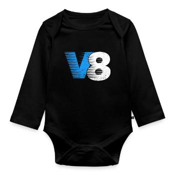 V8 cylinder engine design for muscle car fans - Organic Longsleeve Baby Bodysuit - black - Front