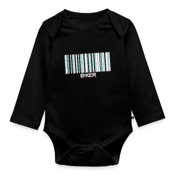 code barre biker white - Body Bébé bio manches longues - noir - Devant