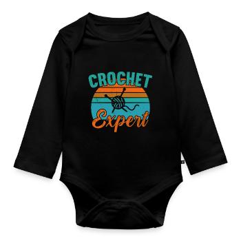 Crochet Expert / Häkeln - Organic Longsleeve Baby Bodysuit - black - Front