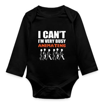Busy animate screenwriter gift - Organic Longsleeve Baby Bodysuit - black - Front
