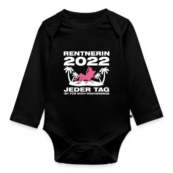 Rentnerin 2022 Rente Rentnerin Geschenk - Baby Bio-Langarm-Body - Schwarz - Vorne