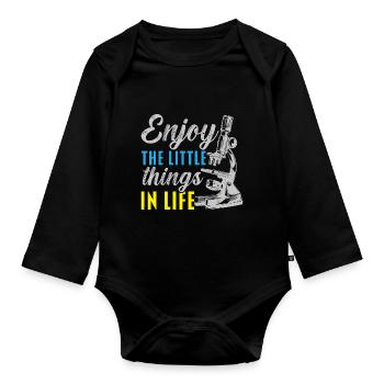 Enjoy the little things in life biologist - Organic Longsleeve Baby Bodysuit - black - Front