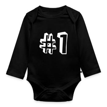 Nummer Eins Erster Platz Sieger - Baby Bio-Langarm-Body - Schwarz - Vorne
