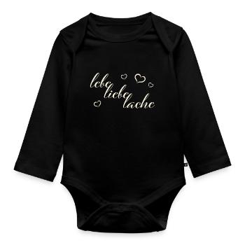 lebe liebe lache - Baby Bio-Langarm-Body - Schwarz - Vorne