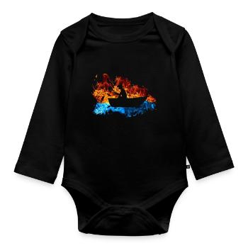 Feuer Bootsangler Flammen Fischerboot Angler - Baby Bio-Langarm-Body - Schwarz - Vorne