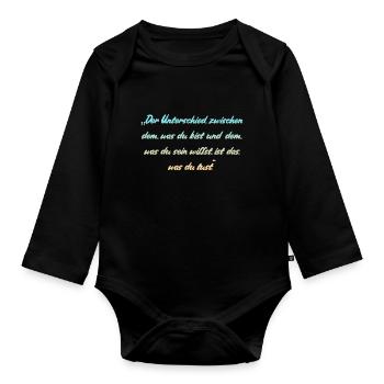Motivationsspruch - Baby Bio-Langarm-Body - Schwarz - Vorne