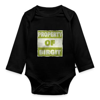 Besitz von Birgit - Baby Bio-Langarm-Body - Schwarz - Vorne