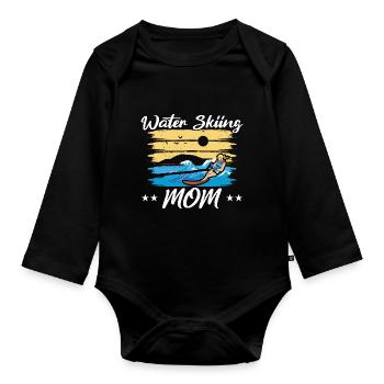 Water skiing Mom Waterskiing Mothers Day - Organic Longsleeve Baby Bodysuit - black - Front