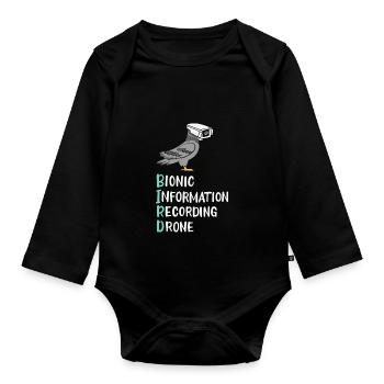 Vögel sind nicht real - Baby Bio-Langarm-Body - Schwarz - Vorne