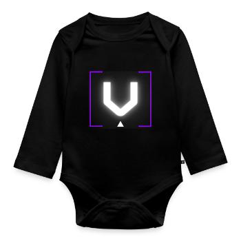 Buchstabe "V" - Baby Bio-Langarm-Body - Schwarz - Vorne