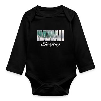 hawaii surfing - Baby Bio-Langarm-Body - Schwarz - Vorne