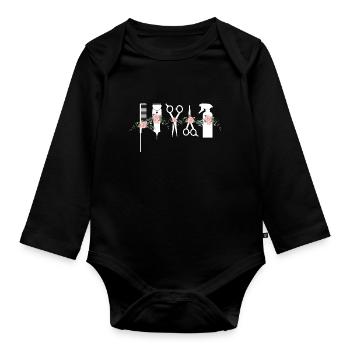 Coiffeur – Spécialiste de la coupe de cheveux - Body Bébé bio manches longues - noir - Devant