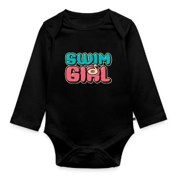 Filles de natation - Body Bébé bio manches longues - noir - Devant