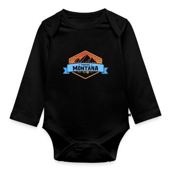 Reisen nach Montana Design für stolze Montaner - Baby Bio-Langarm-Body - Schwarz - Vorne