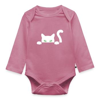 T-shirt Chat dans la poche - Chat dans la poche - Body Bébé bio manches longues - mauve - Devant