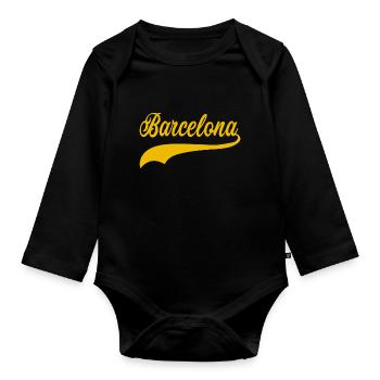 barcelona swoosh - Organic Longsleeve Baby Bodysuit - black - Front