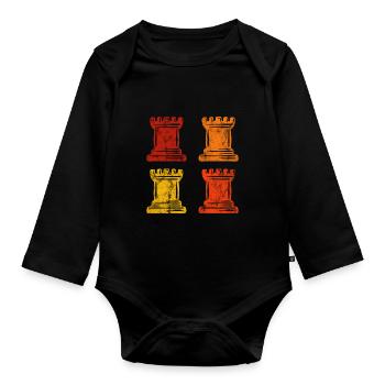 Retro Schach Schachspieler Schachmatt Schachfigur - Baby Bio-Langarm-Body - Schwarz - Vorne