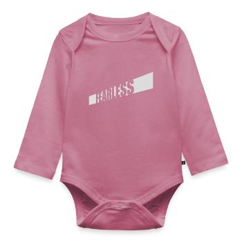 fearless Text Quote Design - Organic Longsleeve Baby Bodysuit - mauve - Front