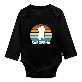 Sardinien Sardegna Retro - Baby Bio-Langarm-Body - Schwarz - Vorne