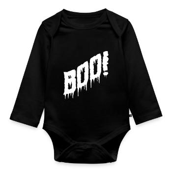 Costume d'Halloween Boo. - Body Bébé bio manches longues - noir - Devant