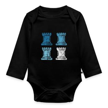 Retro Schach Schachspieler Schachmatt Schachfigur - Baby Bio-Langarm-Body - Schwarz - Vorne