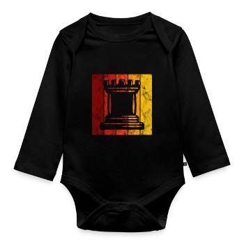 Retro Schach Schachspieler Schachmatt Schachfigur - Baby Bio-Langarm-Body - Schwarz - Vorne