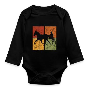 Trabrennen Pferd Pferde Trabrennsport Pferderennen - Baby Bio-Langarm-Body - Schwarz - Vorne