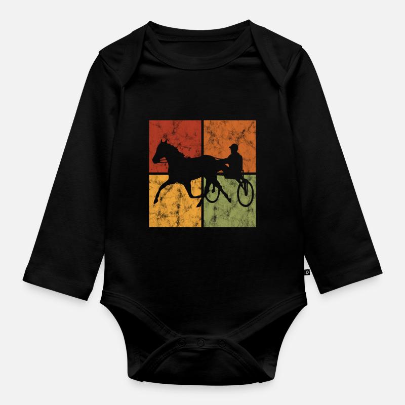 Chevaux de trot Trabrennsport Courses de chevaux - Body Bébé bio manches longues - noir