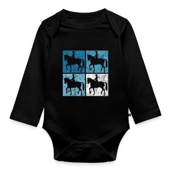 Dressage Équitation Dressage Cavalier Équitation Cheval - Body Bébé bio manches longues - noir - Devant