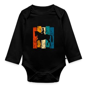 Dressage Équitation Dressage Cavalier Équitation Cheval - Body Bébé bio manches longues - noir - Devant