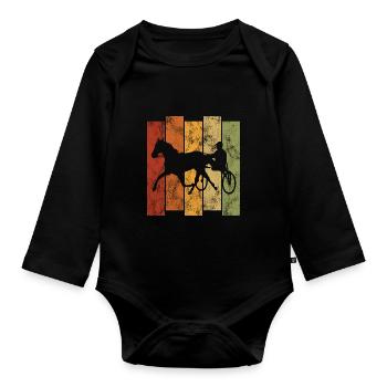 Trabrennen Pferd Pferde Trabrennsport Pferderennen - Baby Bio-Langarm-Body - Schwarz - Vorne