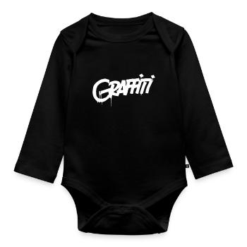 Graffiti - Organic Longsleeve Baby Bodysuit - black - Front