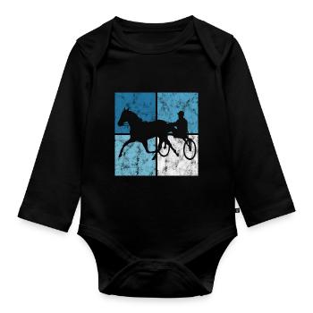 Trotteur trotter dans un style rétro ou vintage - Body Bébé bio manches longues - noir - Devant