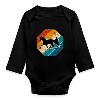 Trotteur trotter dans un style rétro ou vintage - Body Bébé bio manches longues - noir - Devant