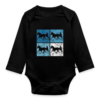 Trotter courses de trot dans un style rétro ou vintage - Body Bébé bio manches longues - noir - Devant