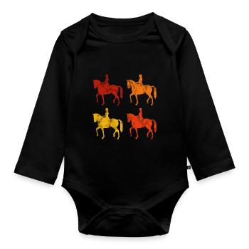 Dressage Cavalier de dressage Cheval d’équitation - Body Bébé bio manches longues - noir - Devant