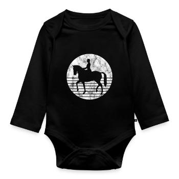 Dressage Cavalier de dressage Cheval d’équitation - Body Bébé bio manches longues - noir - Devant