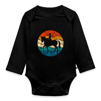 Dressage Cavalier de dressage Cheval d’équitation - Body Bébé bio manches longues - noir - Devant