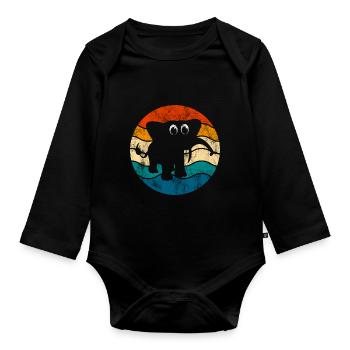 Eléphant éléphant pour enfants - Body Bébé bio manches longues - noir - Devant