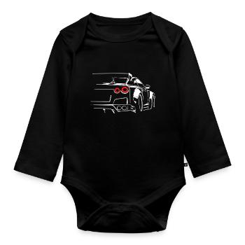 voiture de sport course tuning moteur drift - Body Bébé bio manches longues - noir - Devant