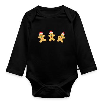 Gringerbread Christmas Cookie - Organic Longsleeve Baby Bodysuit - black - Front