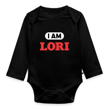 Lori Name Spruch für stolze Loris - Baby Bio-Langarm-Body - Schwarz - Vorne