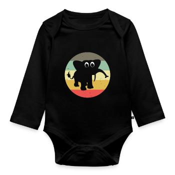 Eléphant éléphant pour enfants - Body Bébé bio manches longues - noir - Devant