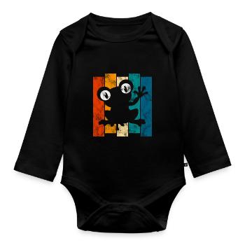 Frosch Frösche Geschenk für Kinder Lustig Witzig - Baby Bio-Langarm-Body - Schwarz - Vorne