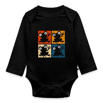 Frosch Frösche Geschenk für Kinder Lustig Witzig - Baby Bio-Langarm-Body - Schwarz - Vorne