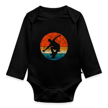 Skateboarder Skateboard Skater Skate Skateing - Body Bébé bio manches longues - noir - Devant