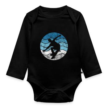 Skateboarder Skateboard Skater Skate Skateing - Body Bébé bio manches longues - noir - Devant